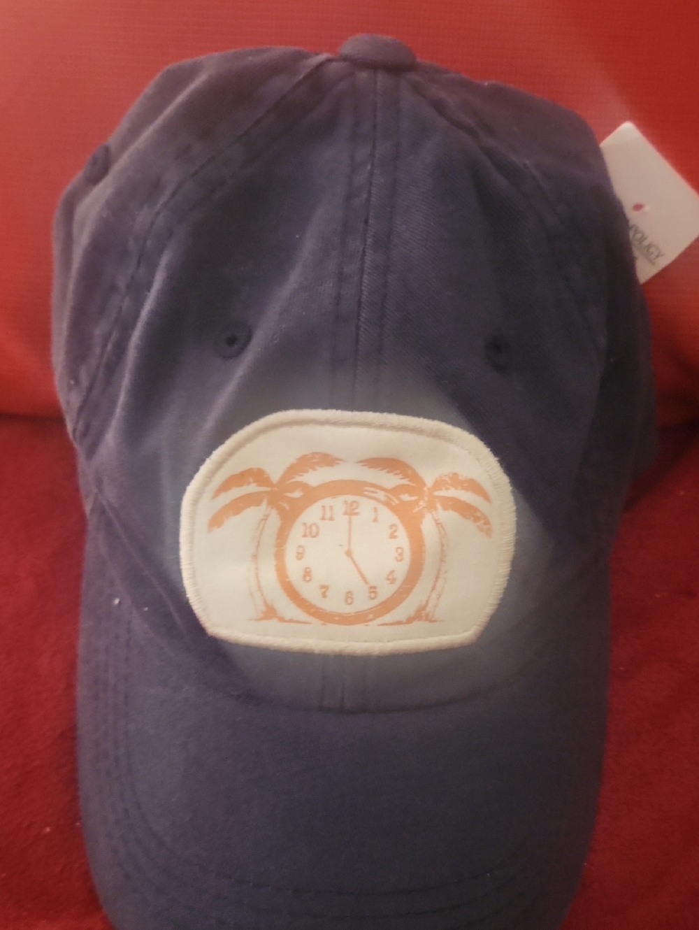 Navy Baseball Cap with Orange Palm Clock Patch